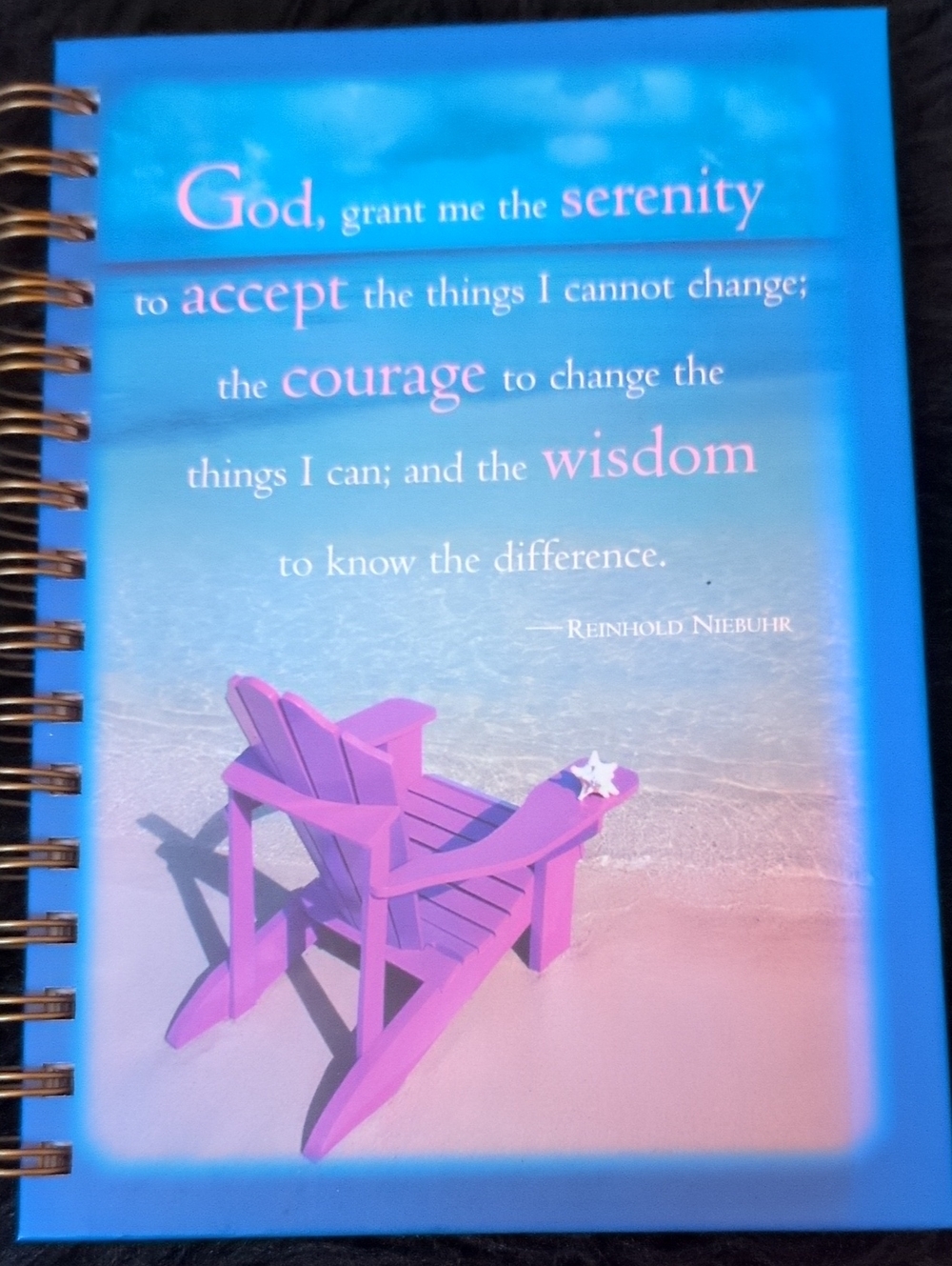 Serenity Quote Spiral Notebook - Purple Beach Chair